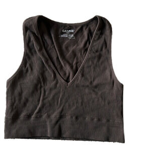 Garage size medium brown stella seamless plunge tank top